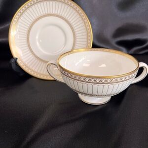 Wedgwood White and Gold Dinnerware Set of 12